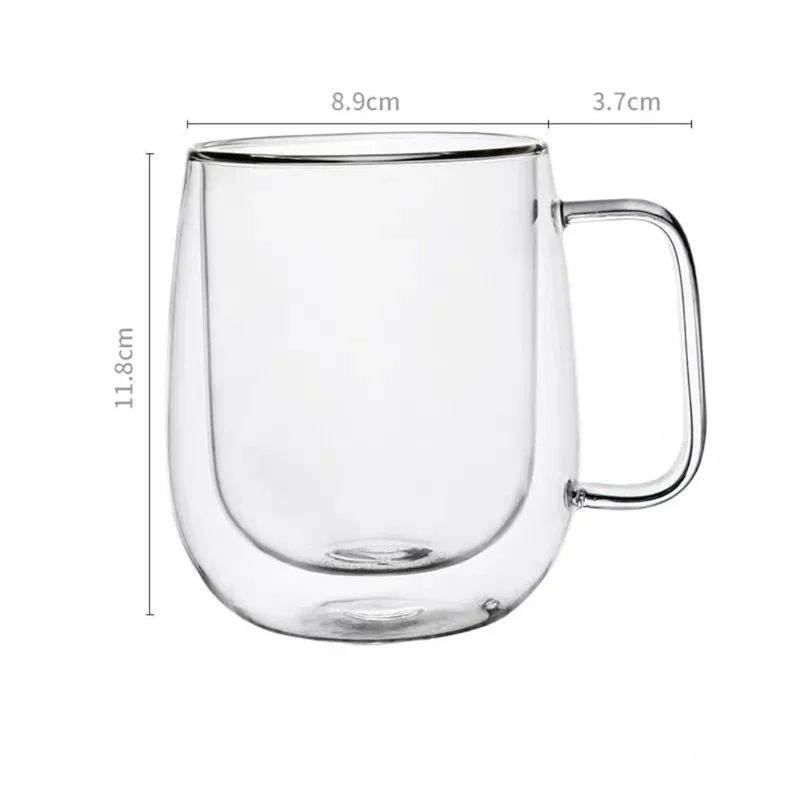 Caneca De Vidro De Borosilicato Alto, Resistente Ao Calor, 150-350Ml, Parede Dupla, Copo De Café Com Alça, Copo De Água De Leite, Copos Transparentes, Presente