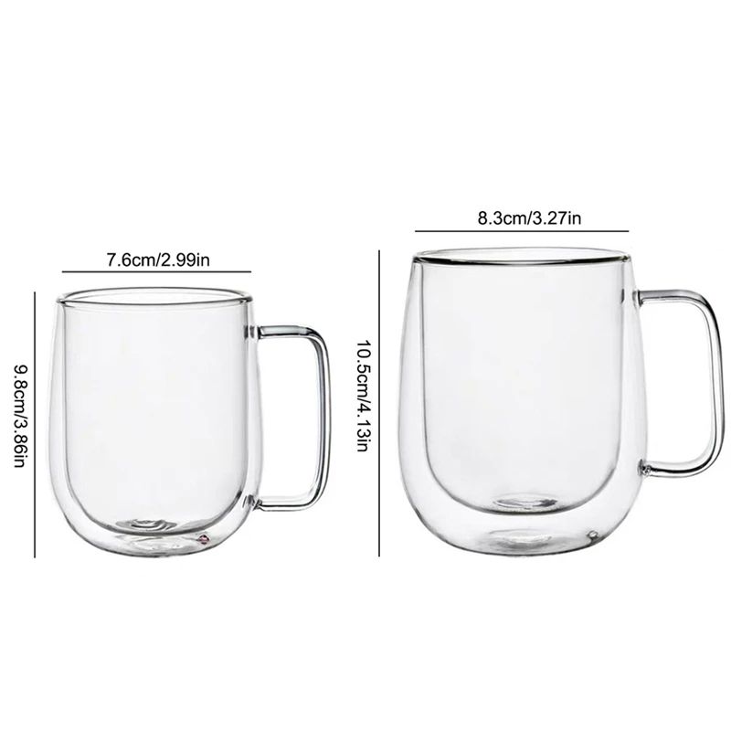 Caneca De Vidro De Borosilicato Alto, Resistente Ao Calor, 150-350Ml, Parede Dupla, Copo De Café Com Alça, Copo De Água De Leite, Copos Transparentes, Presente